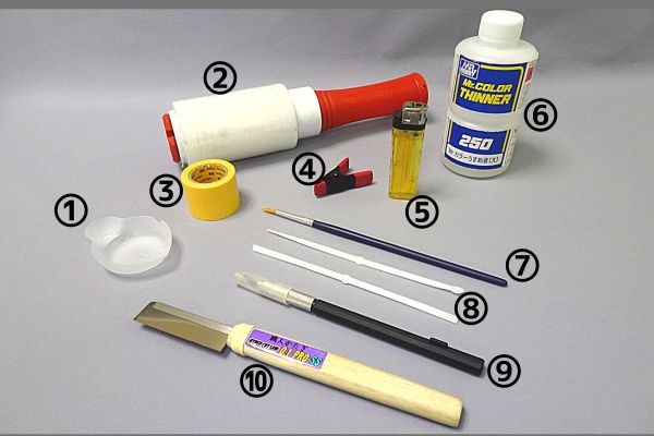 レジン樹脂液でパーツを作る「インモールド成型」使用道具