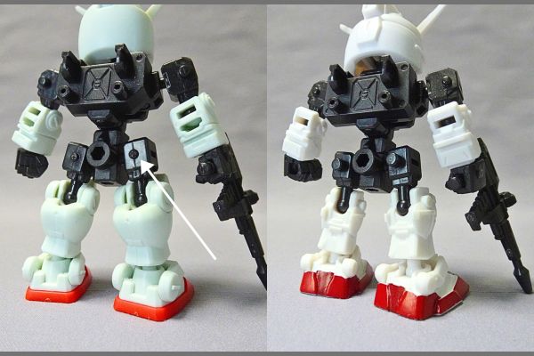 モビリティジョイントガンダム11のガンダムとモビリティジョイント１のガンダムとの比較