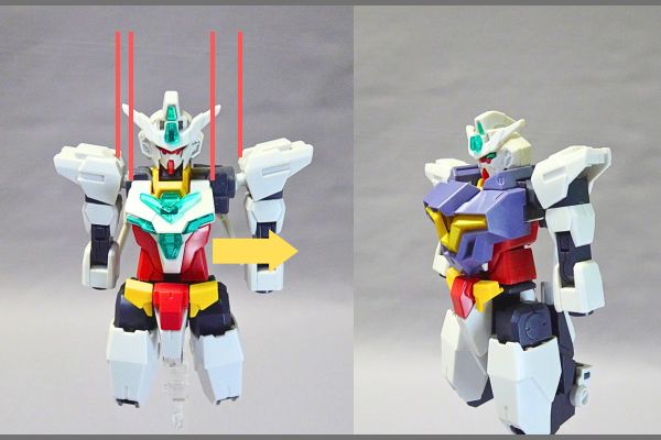 1/144HG:リライジングガンダムのプラモデル。合体のやり方。