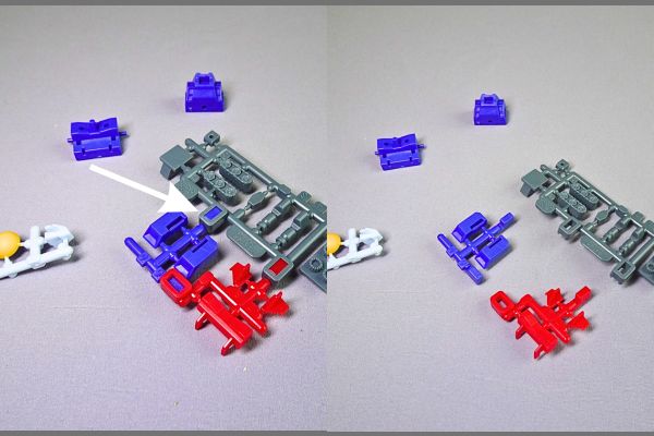 食玩の機動戦士ガンダムV作戦ビスケット付属のプラモデル「Gアーマー」組み立て説明